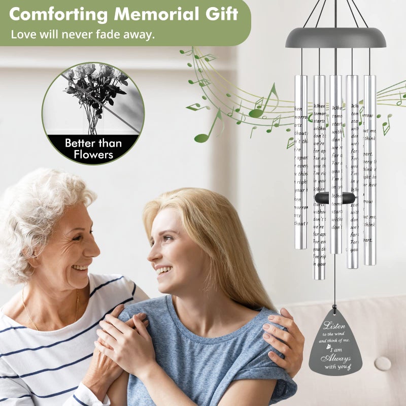 Fabuday Memorial Gifts Wind Chimes for Outside - Sympathy Wind Chimes for Loss of Loved One Prime  Bereavement Gifts in Memory of Loved One  Sympathy Gift for Loss of Mother Father Condolence Remembrance Gray - Image 2